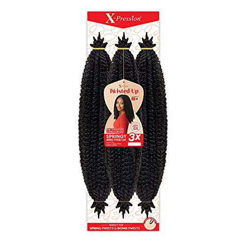 X-Pression Twisted Up 3X Springy Afro Twist Crochet Braids 24"