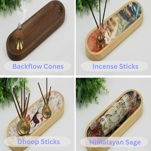 Handmade Wooden Incense Stick Holder & Ash Catcher - 11x4x1.2 Inches
