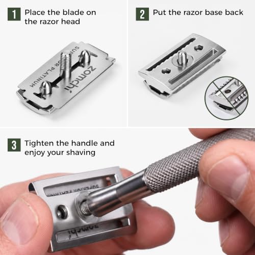 ZOMCHI Double Edge Razor Blades - 20 Stainless Steel Refill Blades for Safety Razors