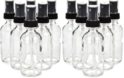 Vivaplex 2 oz Clear Glass Spray Bottles with Fine Mist Sprayers - 6 Pack