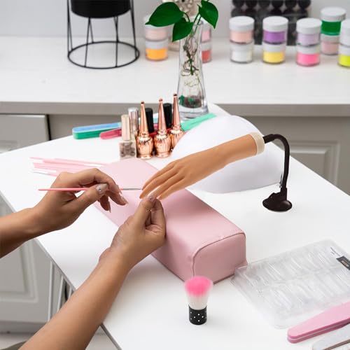 Pink Practice Hand for Acrylic Nails with Adjustable Holder