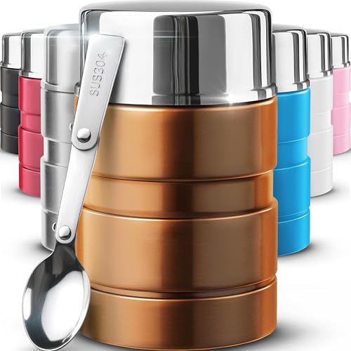 Earth&ME 17oz Stainless Steel Insulated Food Jar with Spoon - Gold