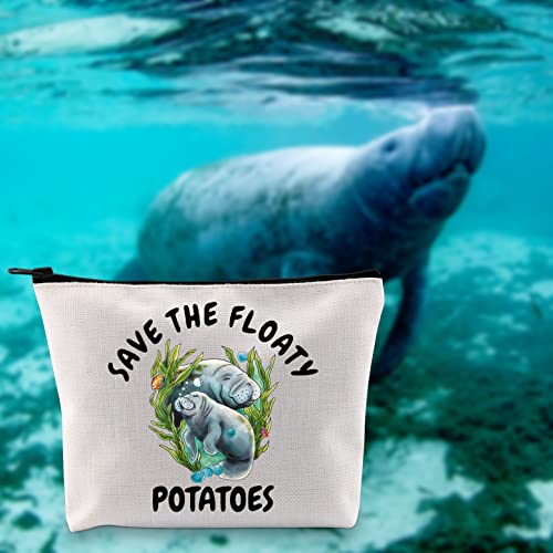 Save The Floaty Potatoes Manatee Makeup Bag - G2TUP Travel Pouch