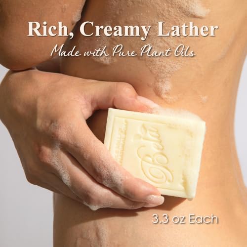 BELA Goat Milk Soap Bar, French Triple Milled with Organic Shea Butter, 6 Pack