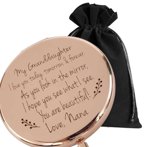 Love Nana Rose Gold Compact Mirror Gift for Granddaughter – 2x Magnification, 2.5" Stainless Steel Keepsake