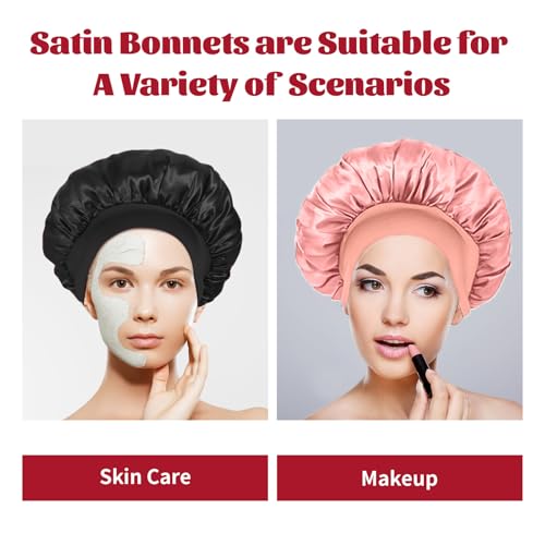 ZHENSILK 2-Pack Silk Sleep Bonnets for Women - Soft Satin Hair Wraps