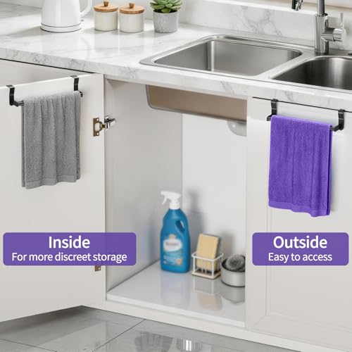 Over Cabinet Towel Holder - 2 Pack Stainless Steel Towel Bars for Kitchen
