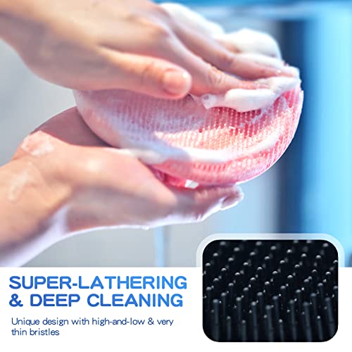Manmihealth Silicone Back Scrubber & Soft Bath Glove Set 2PCS Black Thick Bristles