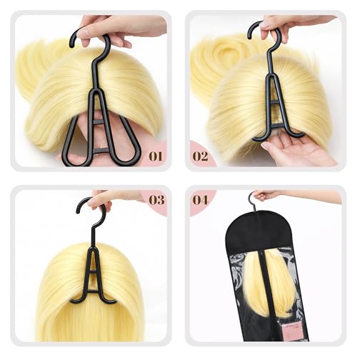 6PCS Anti-Static Wig Storage Bags with Hanger - Black 23.5inch