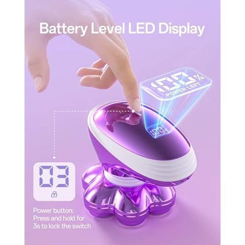 5-in-1 Electric Razors for Women, 7D Magnetic Heads Full Body Shaver, Waterproof Wet Dry Hair Remover with LED Display, Rechargeable Bikini Trimmer for Underarms, Face, Legs, Lips, Arms (Purple)
