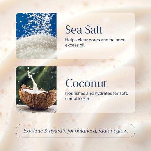 Gentle Sea Salt & Coconut Face Scrub - Exfoliating Cleanser for All Skin Types - 5.1 fl oz
