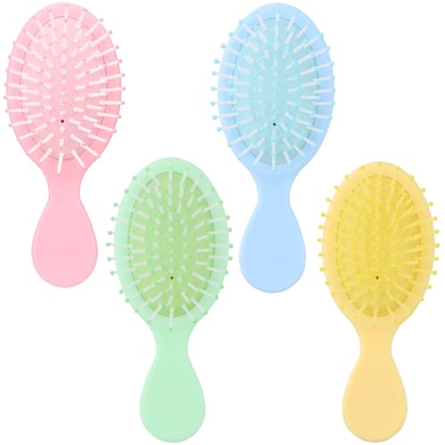 Mini Wet Hair Brush Travel Detangler - 4 Pack, Soft Bristles