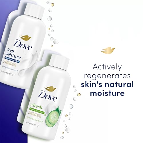 Dove Travel Size Body Wash Bundle, Deep Moisture & Refreshing 6-Pack