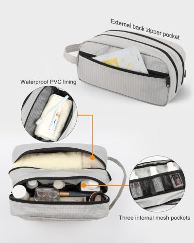 GOX Toiletry Travel Bag, Dual Compartment Portable Organizer - Grey