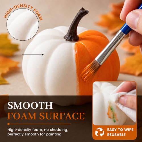 40 PCS White Mini Pumpkins with Maple Leaves for Fall Decor