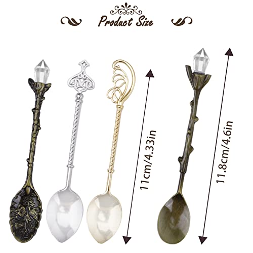 Retro Zinc Alloy Coffee Spoons - Vintage Dessert Spoon Set (16 Pcs)