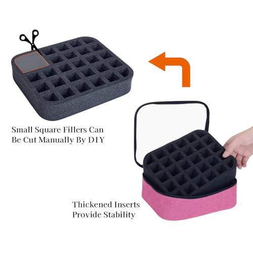 Rose Red Nail Polish Organizer Case Holds 30 Bottles with Pad