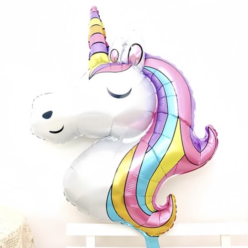 Unicorn Foil Balloons Set – 4 Large Rainbow Balloons for Birthday Party