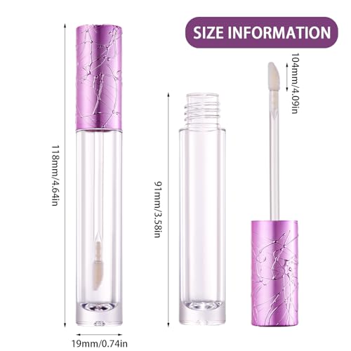 CAIYA Purple 10PCS Refillable Lip Gloss Tubes with Wands - 6ml DIY Containers