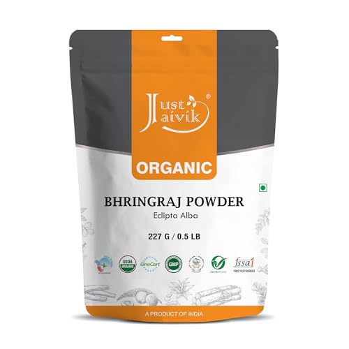 Just Jaivik Organic Bhringraj Powder for Hair Care - 227g (8 oz)
