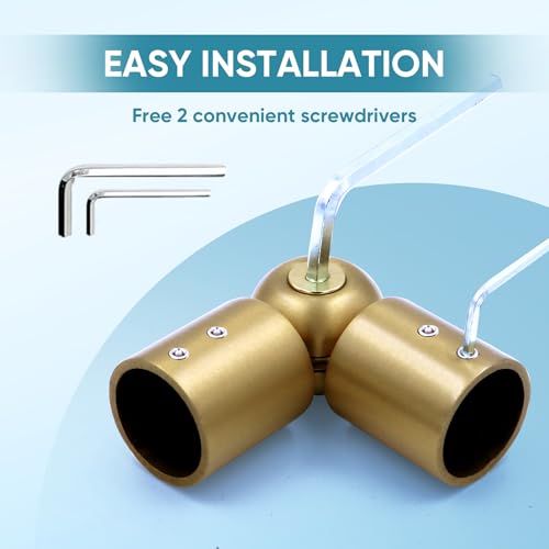 Adjustable Corner Curtain Rod Connector for 1 Inch Bay Windows - Gold