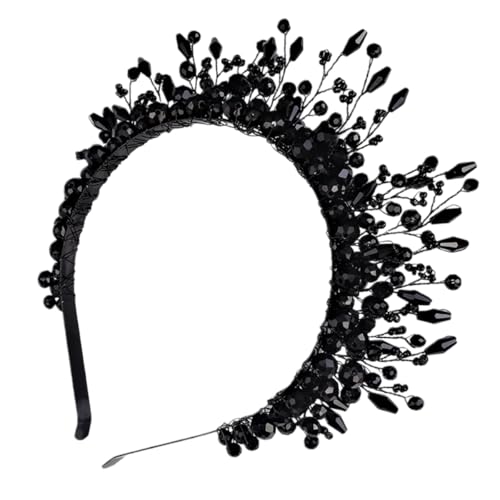Black Pearl Tiara Hair Crown for Wedding & Bridal - Handmade Greek Goddess Style