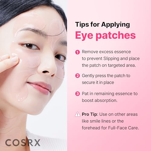 COSRX Pink Peptides Collagen Hydrogel Eye Patches - 60 Count Depuffing Mask