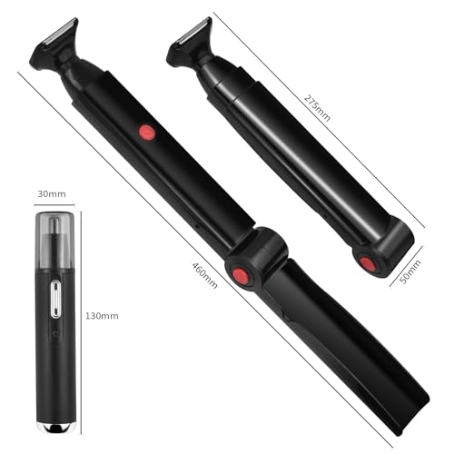 Back Shavers for Men Long Handle,Multifunctional Self-Service Electric Back Hair Razor with Adjustable Handle,Men's Back Shaver wiht Nose Hair Trimmer Set and 2 Shock Absorber Flex Heads£¬Black