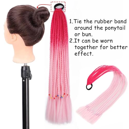 24-Inch Braided Ponytail Extensions - Synthetic Box Braid Hair Ties (2 Pack)