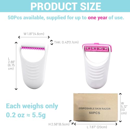 50-Pack Disposable Prep Razors - Individually Wrapped Portable Shaver, Pink