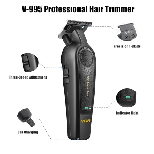 VGR 995 Professional Cordless Hair Trimmer for Men with Guide Combs