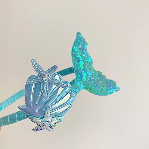 Mermaid Headband with Glitter Seashells and Starfish for Girls Women - Party Costume Accessory