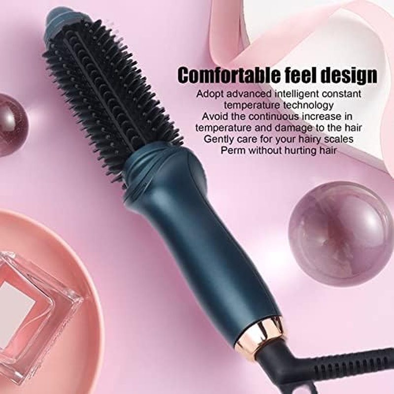 Two-in-One Curling Brush & Iron - Portable Electric Hair Styler for All Hairstyles | Green