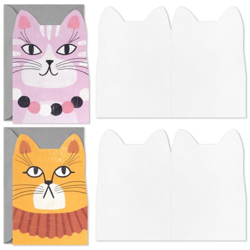 Hallmark Cat-Shaped Blank Greeting Cards with Envelopes - 16-Pack
