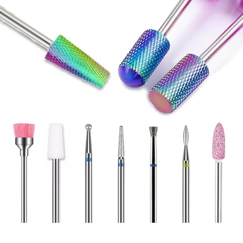 FORTMATE 10pcs Tungsten Carbide Nail Drill Bits Set for Manicure Pedicure, Professional Efile Tools