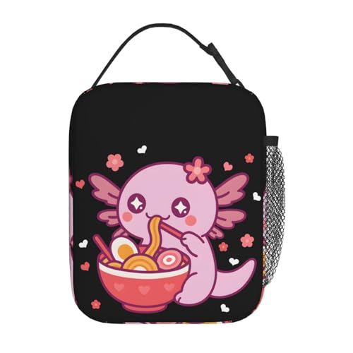 Insulated Axolotl Lunch Box for Kids - Pink Ramen Theme
