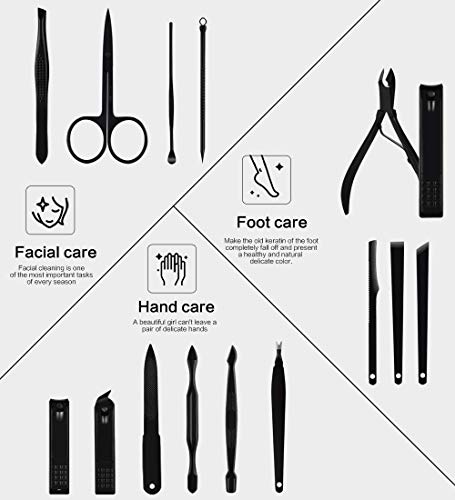QLNE Red Nail Clipper Set with Manicure Pedicure Tools & Case