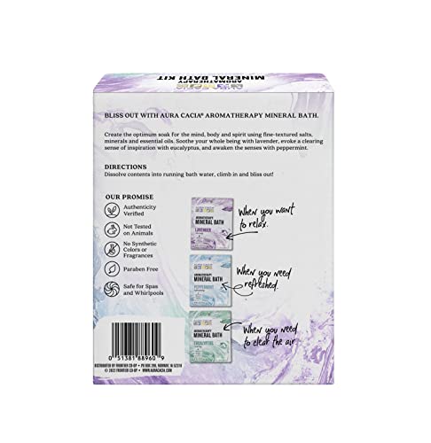 Aura Cacia Aromatherapy Mineral Bath Kit - 3 Essential Oil Salt Packets