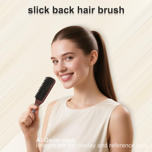 SUNBIRD Boar Bristle Slick Back Hair Brush for Frizz Control & Shine