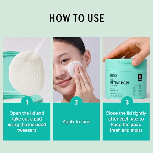 KISS New York Clear Refine Pore Toner Pads - Exfoliating AHA BHA Facial Pads