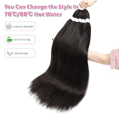 Abrastin Pre Stretched Dark Brown Braiding Hair 30 Inch Pack of 8 - Yaki Texture Synthetic Extensions for Box Braids & Crochet Styles