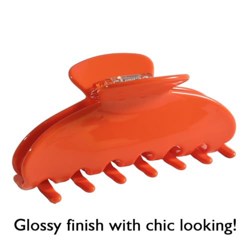 Luxprem Large Acetate Hair Claw Clip - Sunset Amber Glossy Rectangle Clip