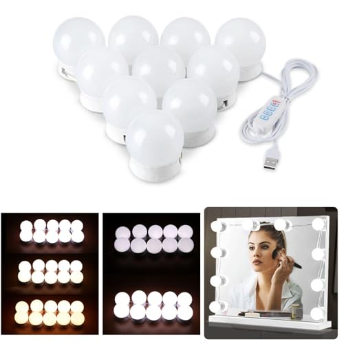 Dimmable LED Vanity Mirror Lights with 3 Color Modes - USB Powered