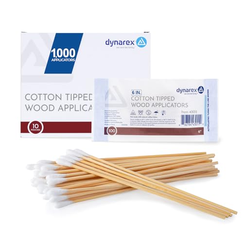Dynarex Cotton Tipped Wood Applicators - 3" Non-Sterile Medical Swabs