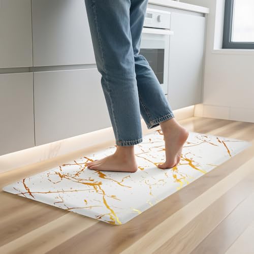 UKISS Anti-Fatigue Kitchen Mat - Waterproof Non-Slip Comfort Rug (White, 17.3 x 28 inches)