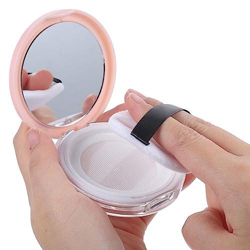 Pink Refillable Compact for Loose Face Powder with Puff - Travel Makeup Case, 2 Pack