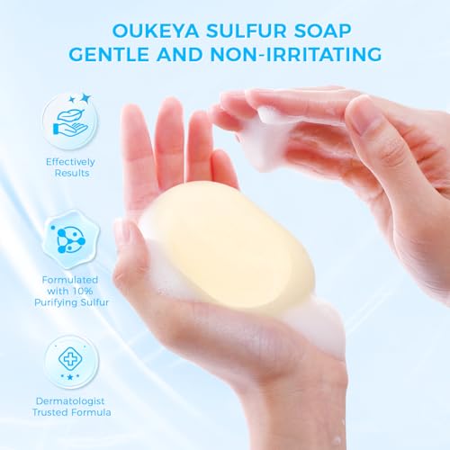 OUKEYA Sulfur Soap for Face with 10% Sulfur & 2% Salicylic Acid - 4.05 oz (Pack of 2)