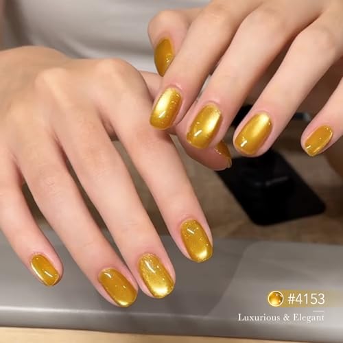 GAOY Golden Cat Eye Gel Nail Polish - 16ml Holographic Glitter Jelly, Rustling Ginkgo