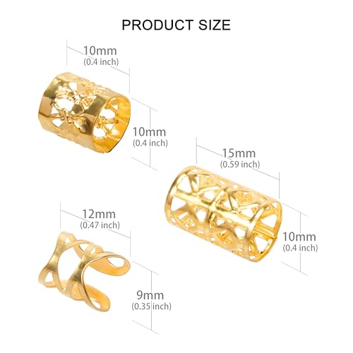 Gold Hair Braids Dreadlock Non-Piercing Ear Clip Beard Cuffs