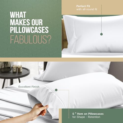 Organic Cotton Pillow Cases Set of 2 - Cooling Percale Weave, Dark Grey